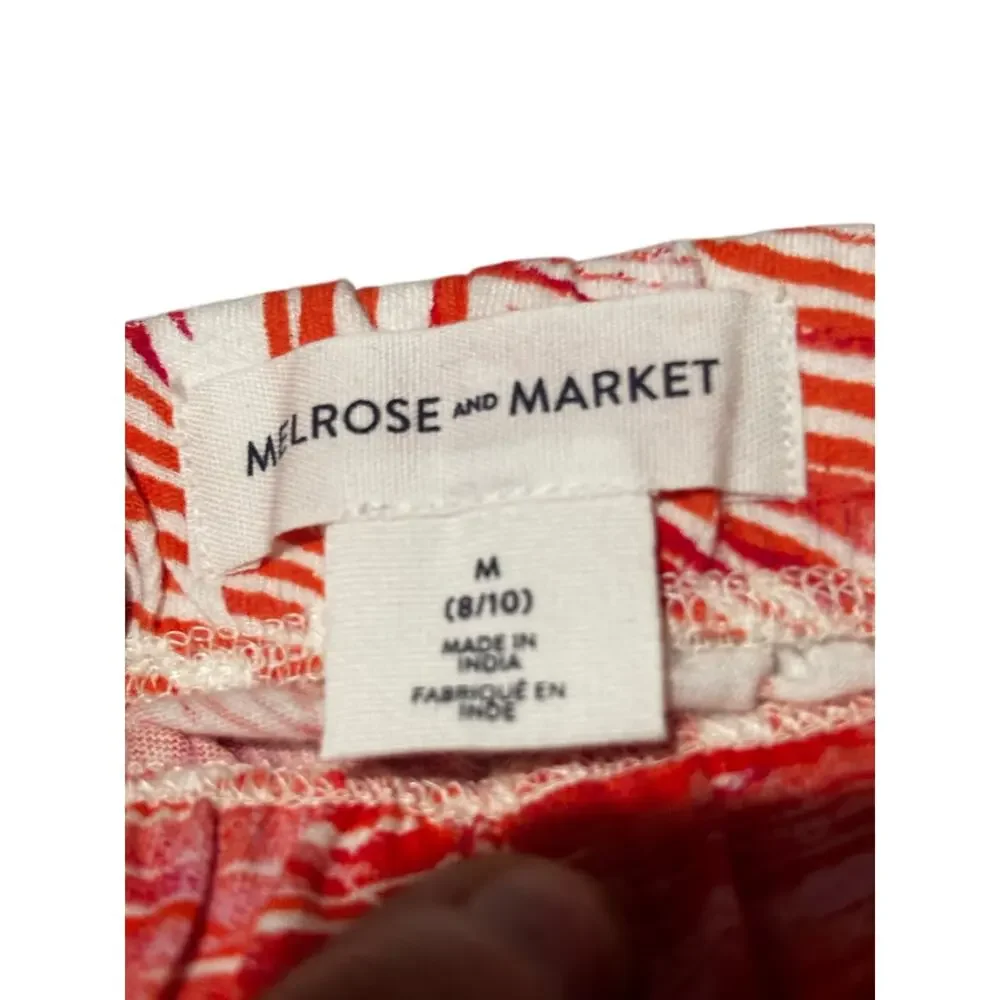 Melrose & Market M 8/10 floral wide leg white coral palazzo pant 100 cotton nwt